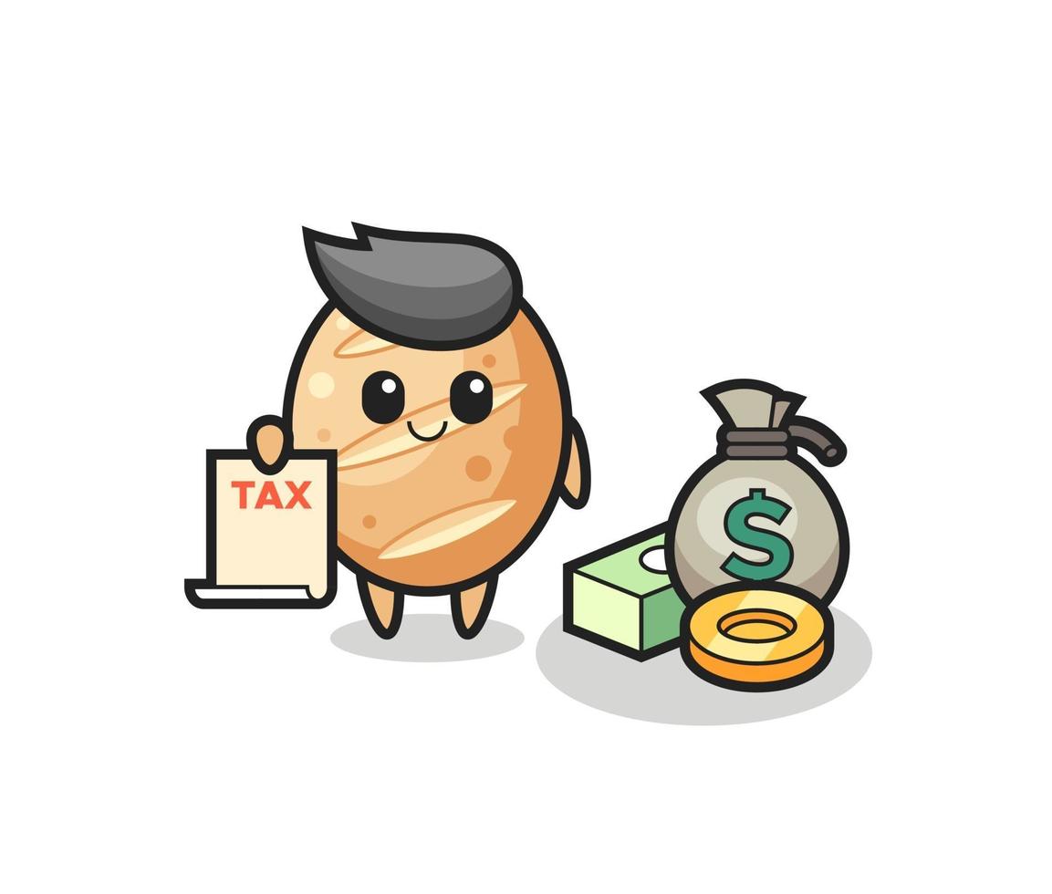 Character cartoon of french bread as a accountant vector