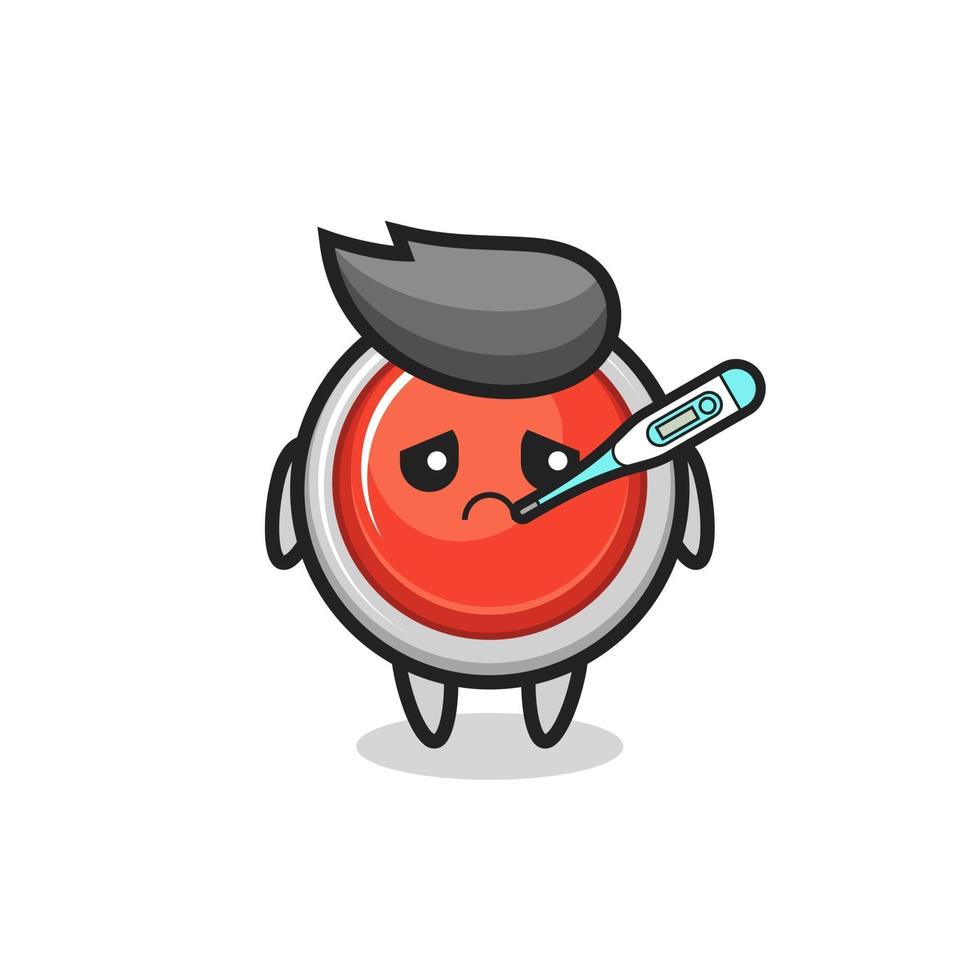 emergency panic button mascot character with fever condition vector