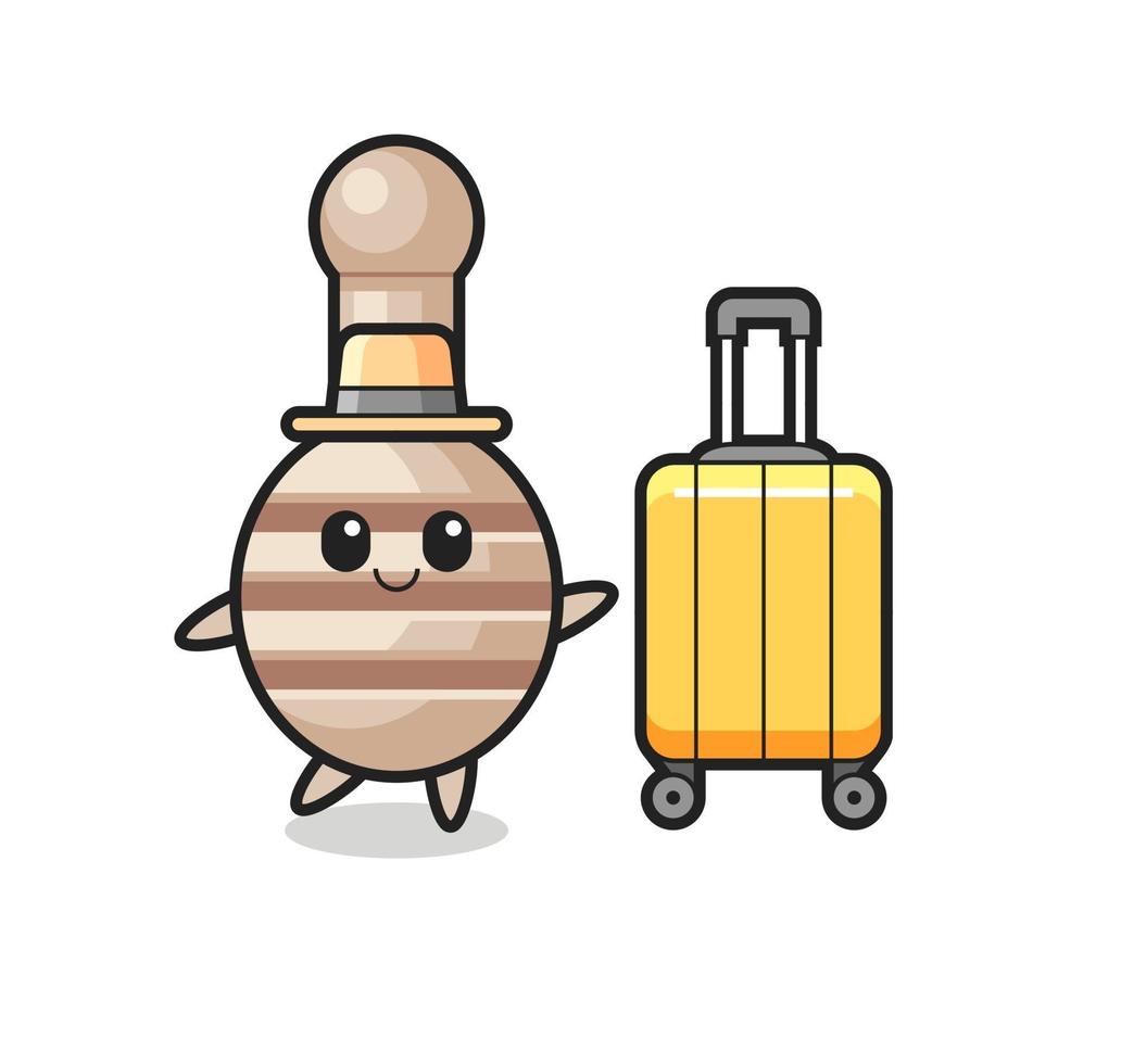 honey dipper cartoon illustration with luggage on vacation vector