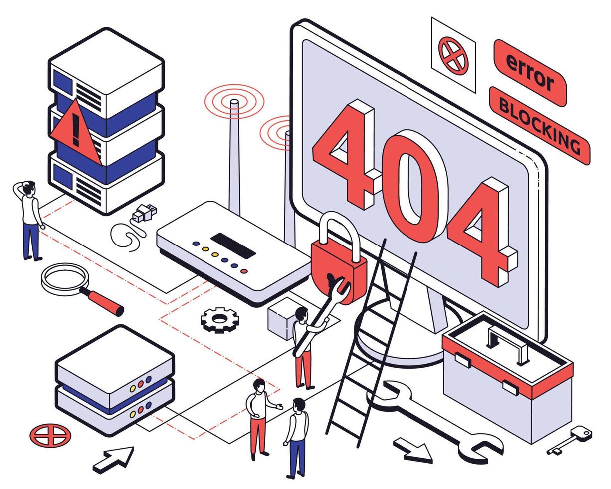 Isometric Web Hosting Icon Set vector