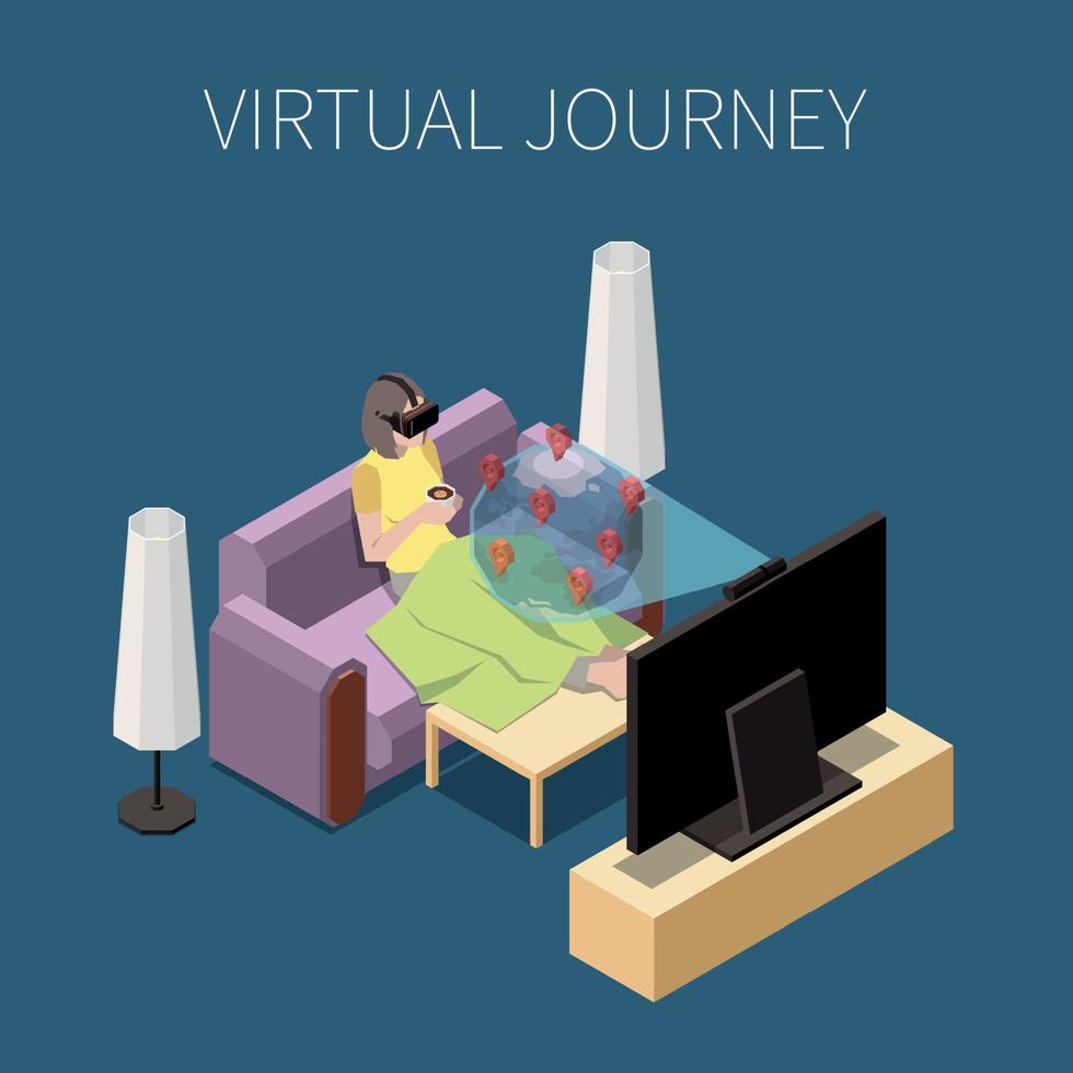 Virtual Travel Concept vector