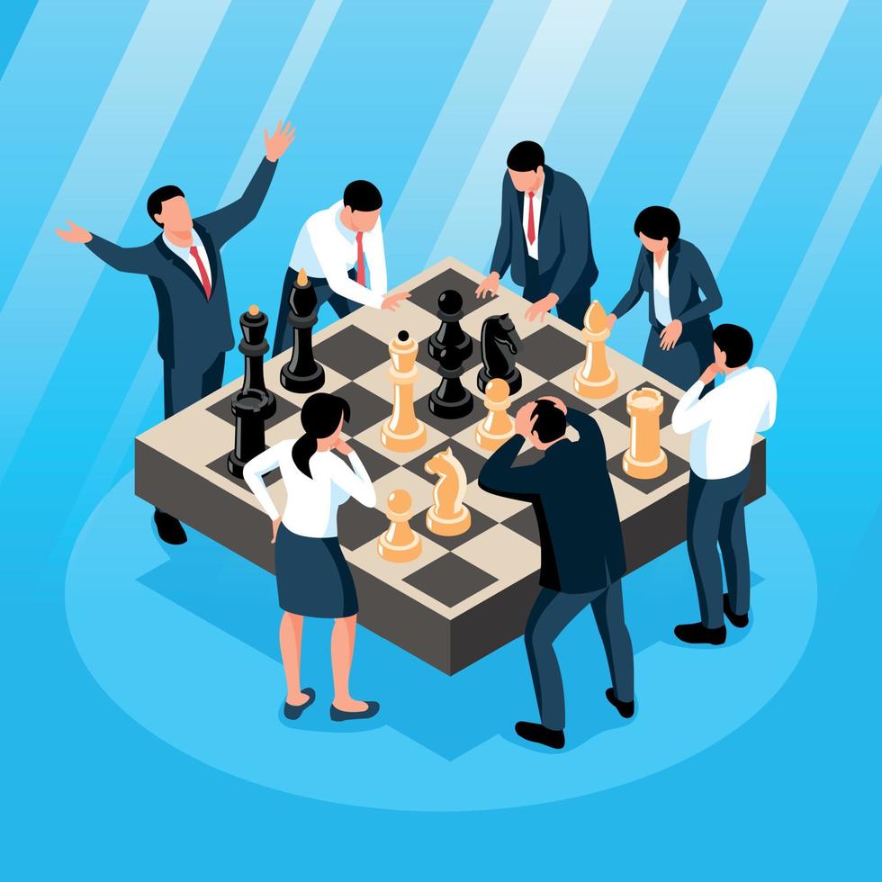 Isometric Chess Business Composition vector