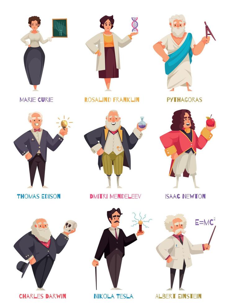 Famous Scientists Characters Set vector