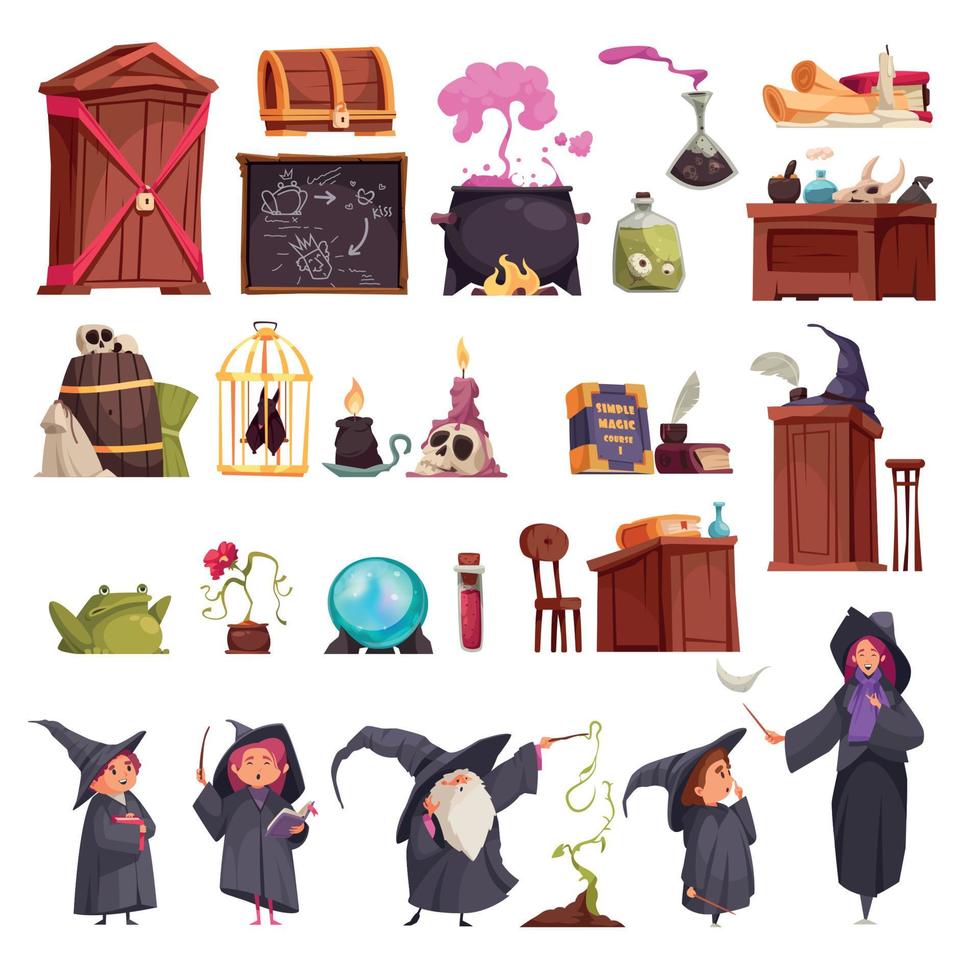 Magic School Interior Set vector