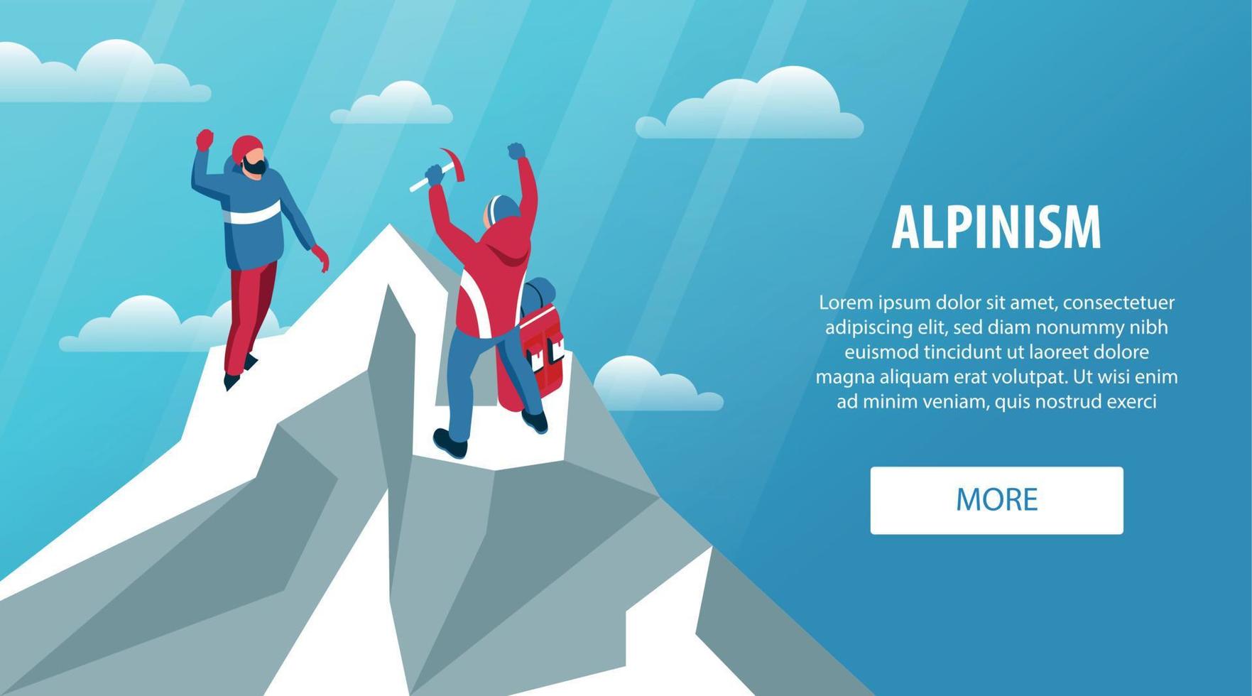 Alpinism Peak Horizontal Banner vector