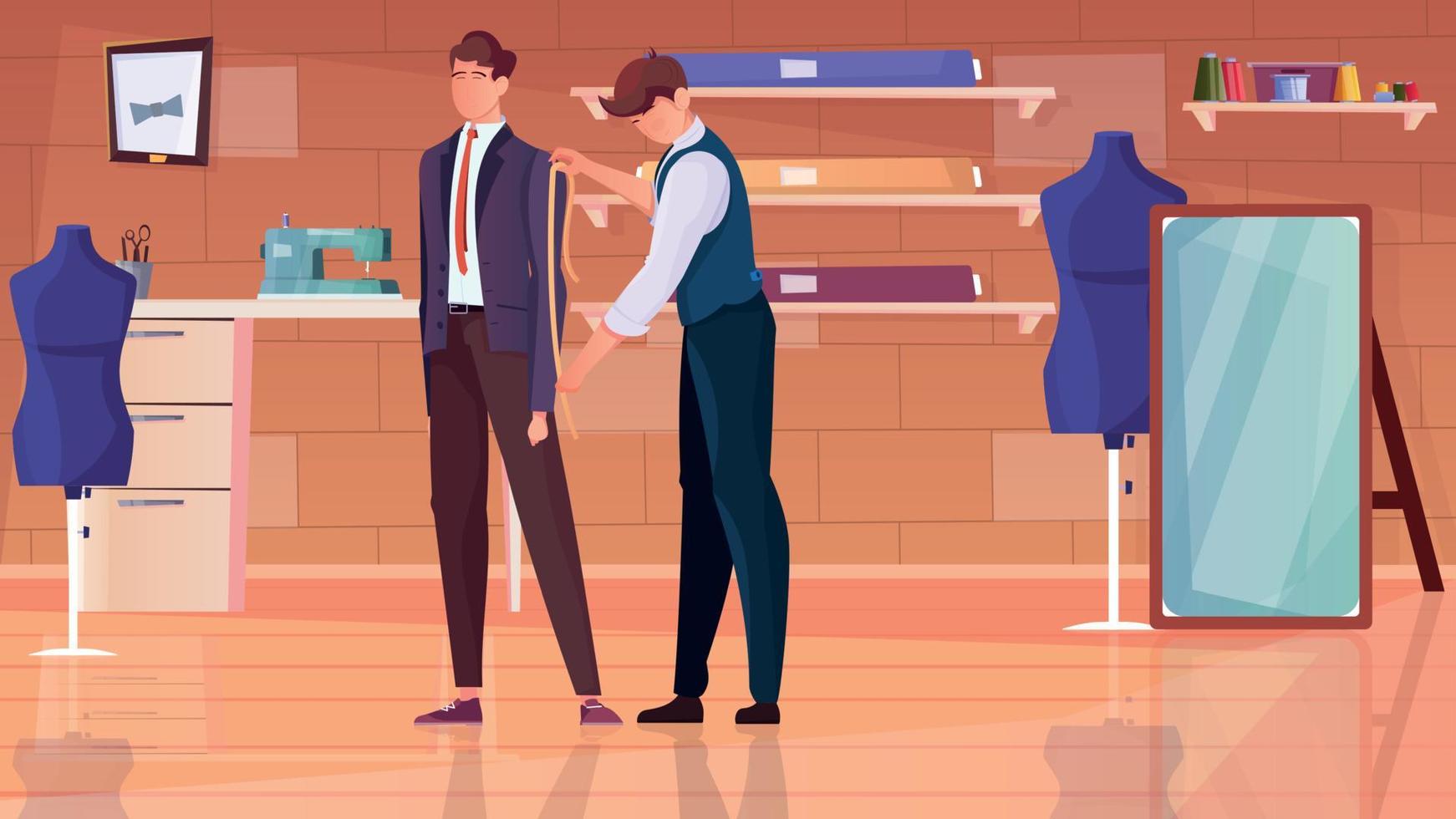 Tailoring Atelier Flat Background vector