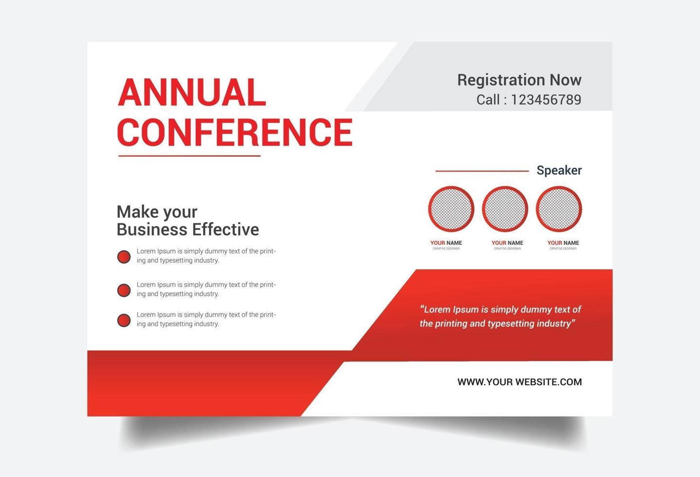 Horizontal Conference flyer vector template