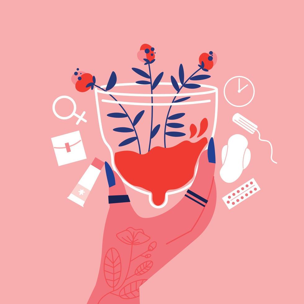 Menstrual Cap Flowers Composition vector