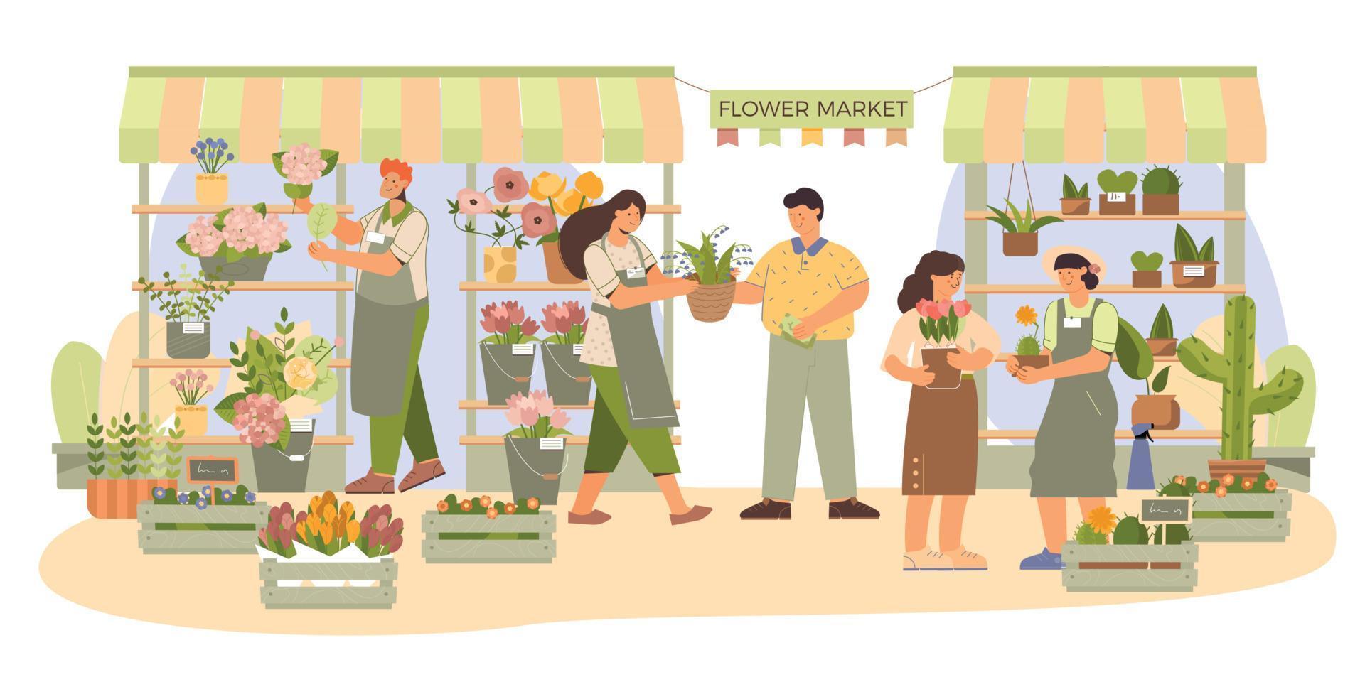 Flower Market Fresh Composition vector