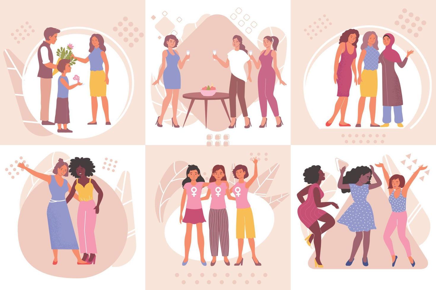 Womens Day Composition Set vector