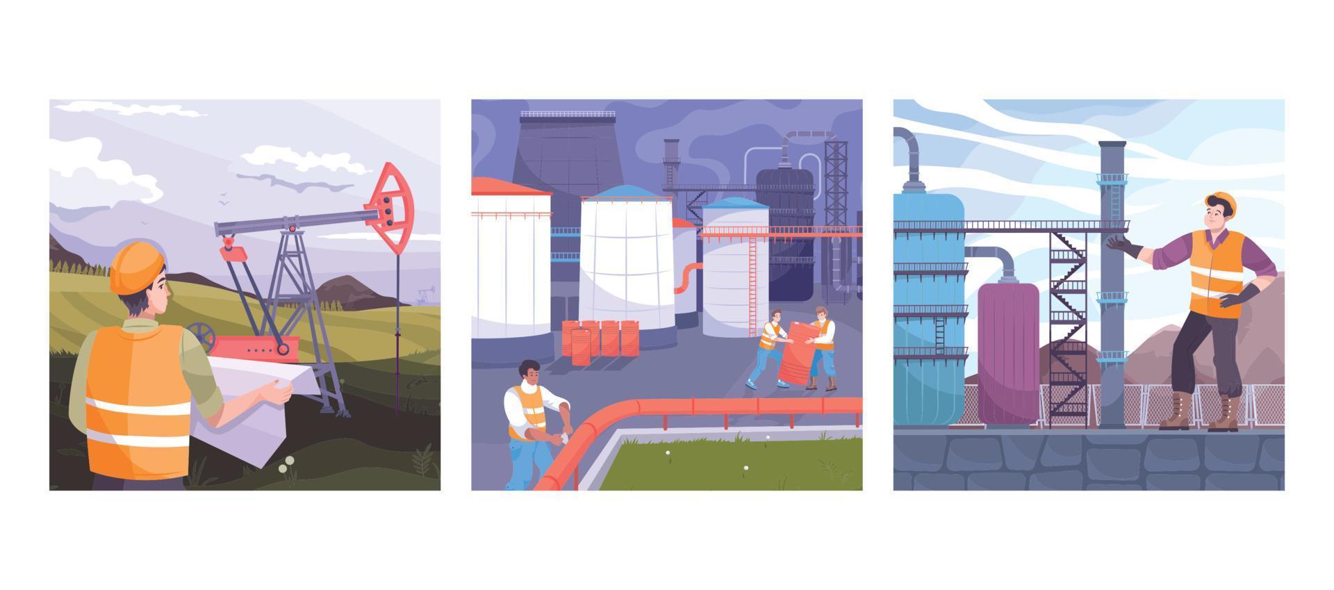 Oil Industry Isolated Set vector