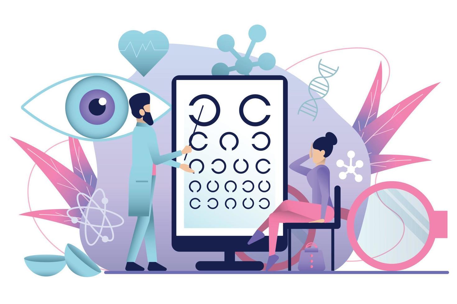 Ophthalmology Test Flat Composition vector