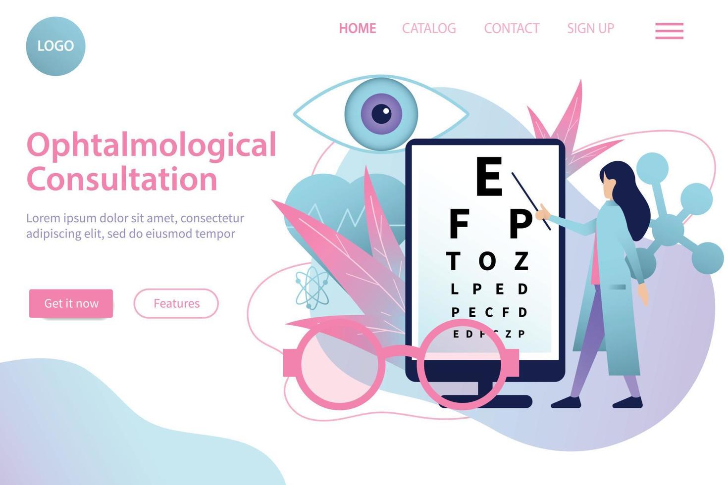 Ophthalmological Consultation Flat Website vector