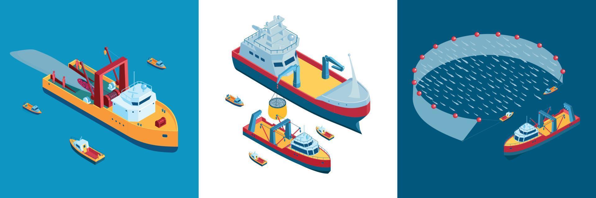 concepto de diseño de barcos de pesca vector