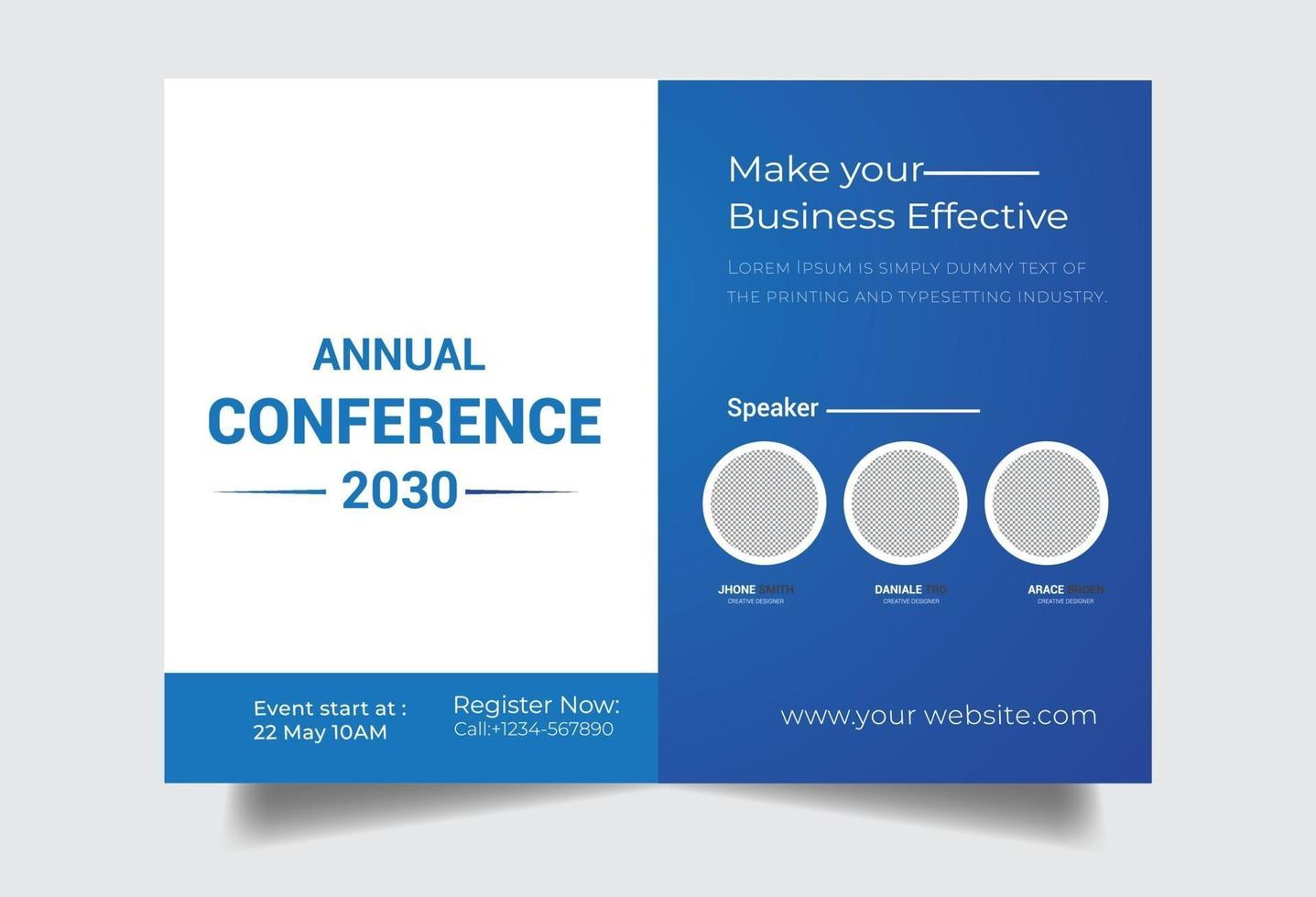 Corporate blue flyer conference template vector