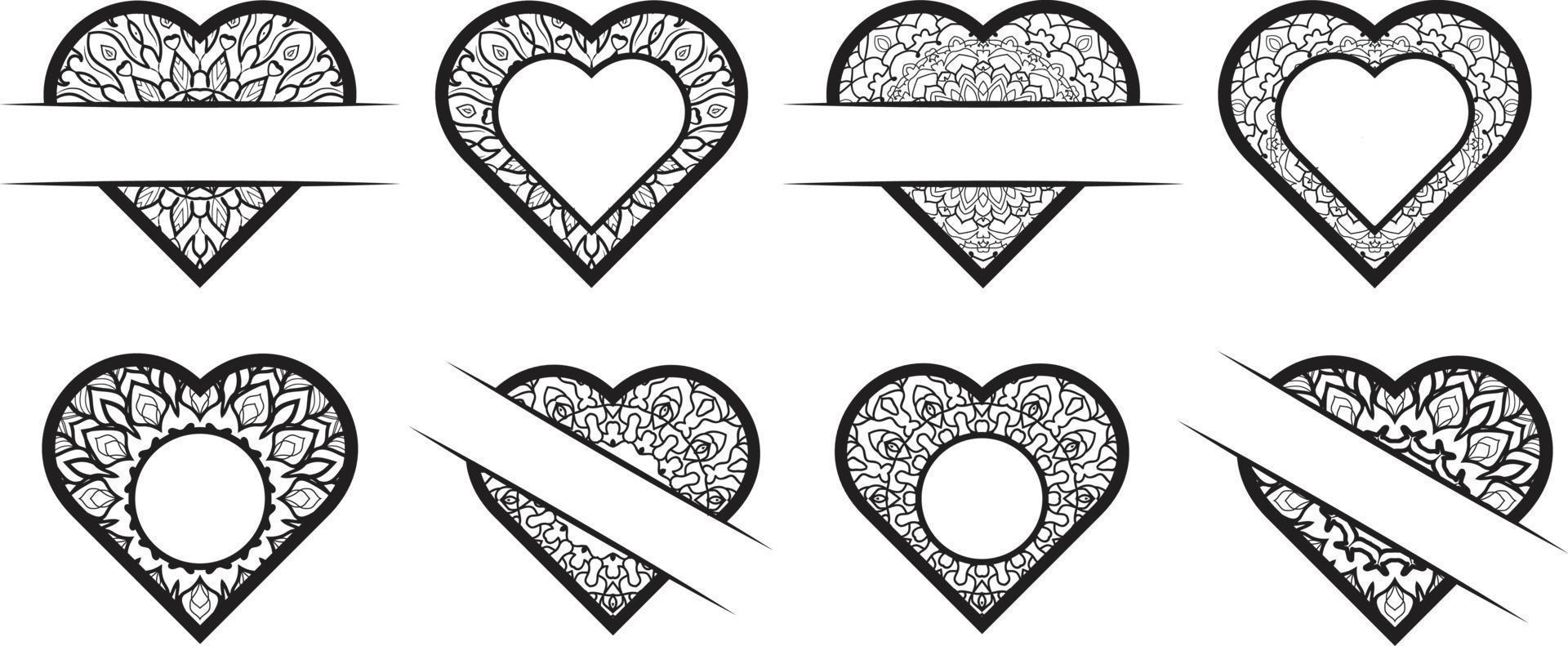 lindo amor doodles conjunto de marco de corazón vector