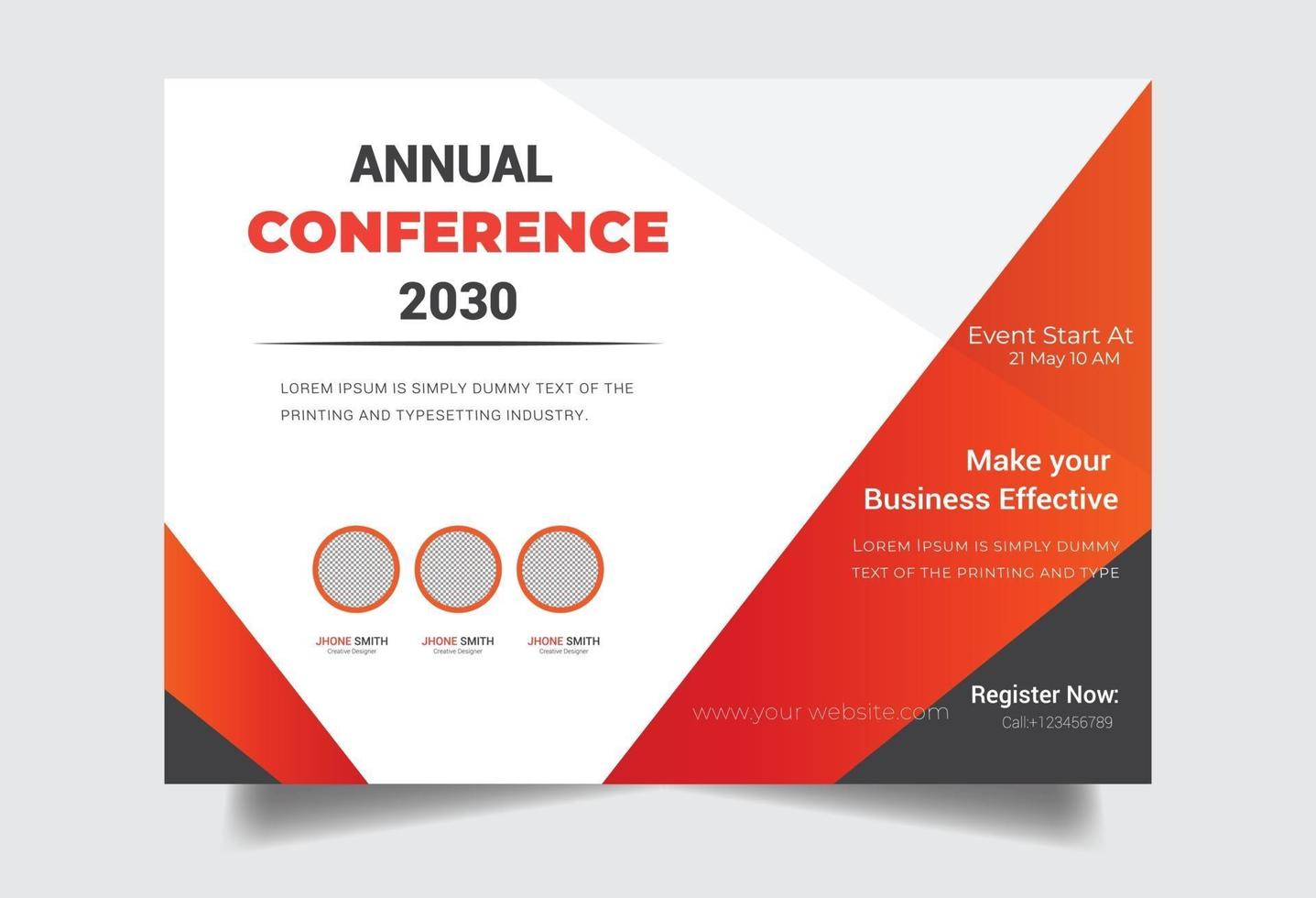 Horizontal Conference flyer vector template