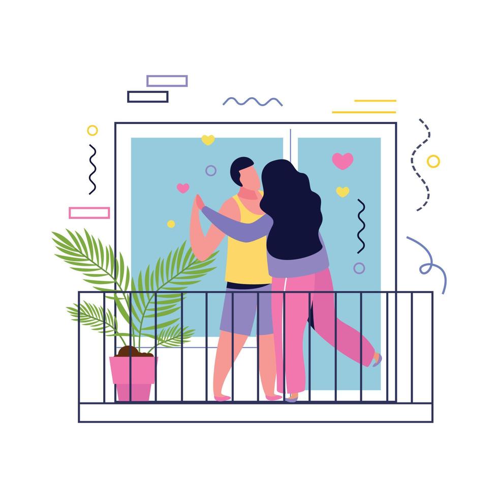 Lovers On Balcony Composition vector