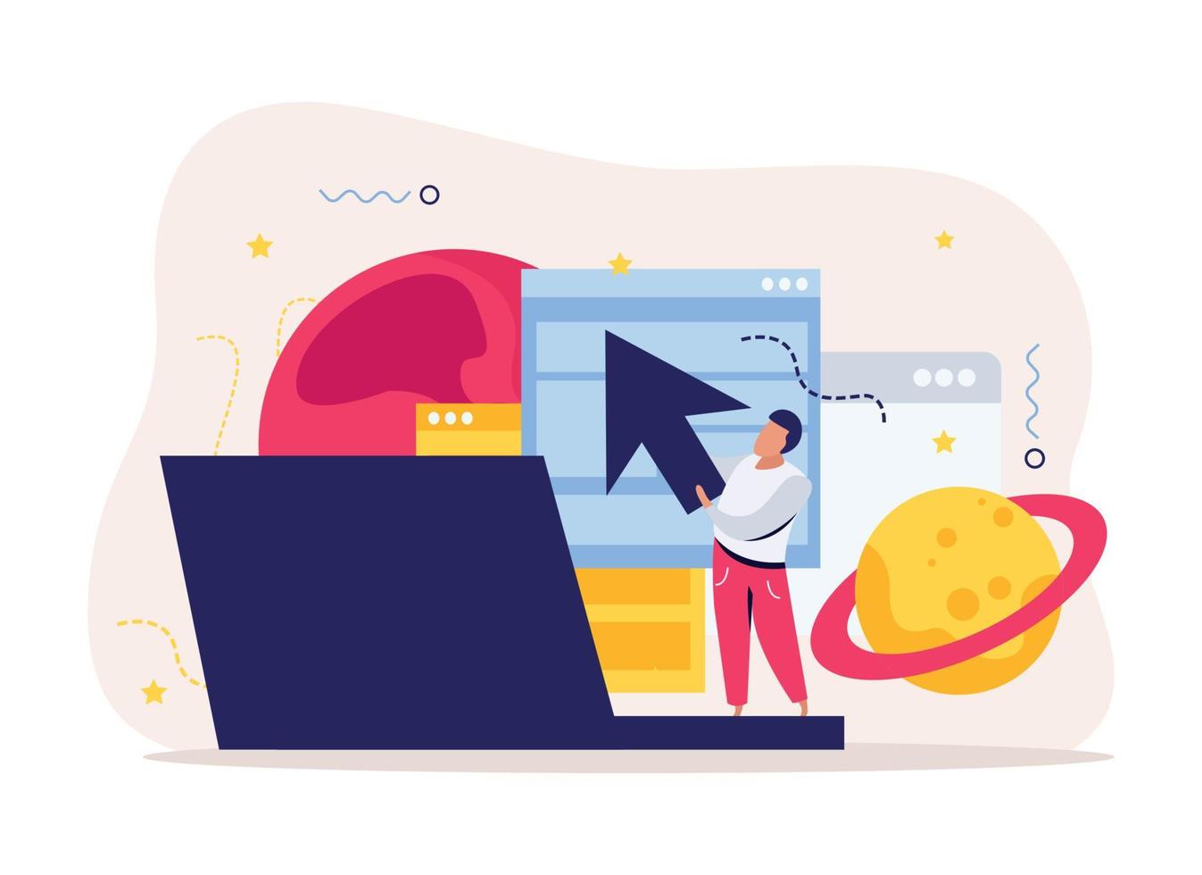 Startup Planet Flat Composition vector