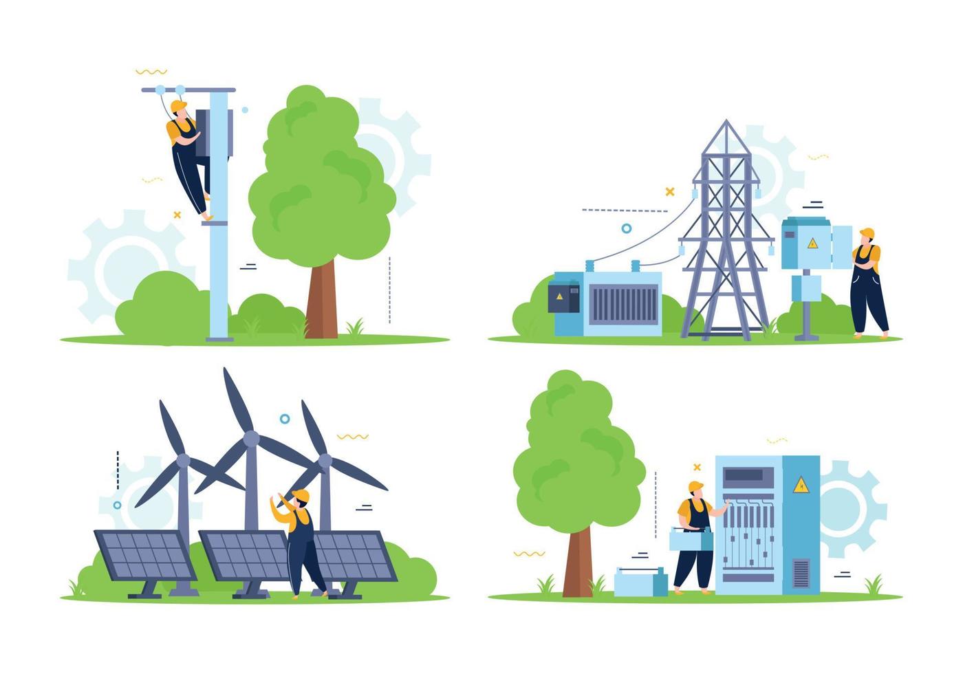 Outdoor Electricity Flat Composition vector