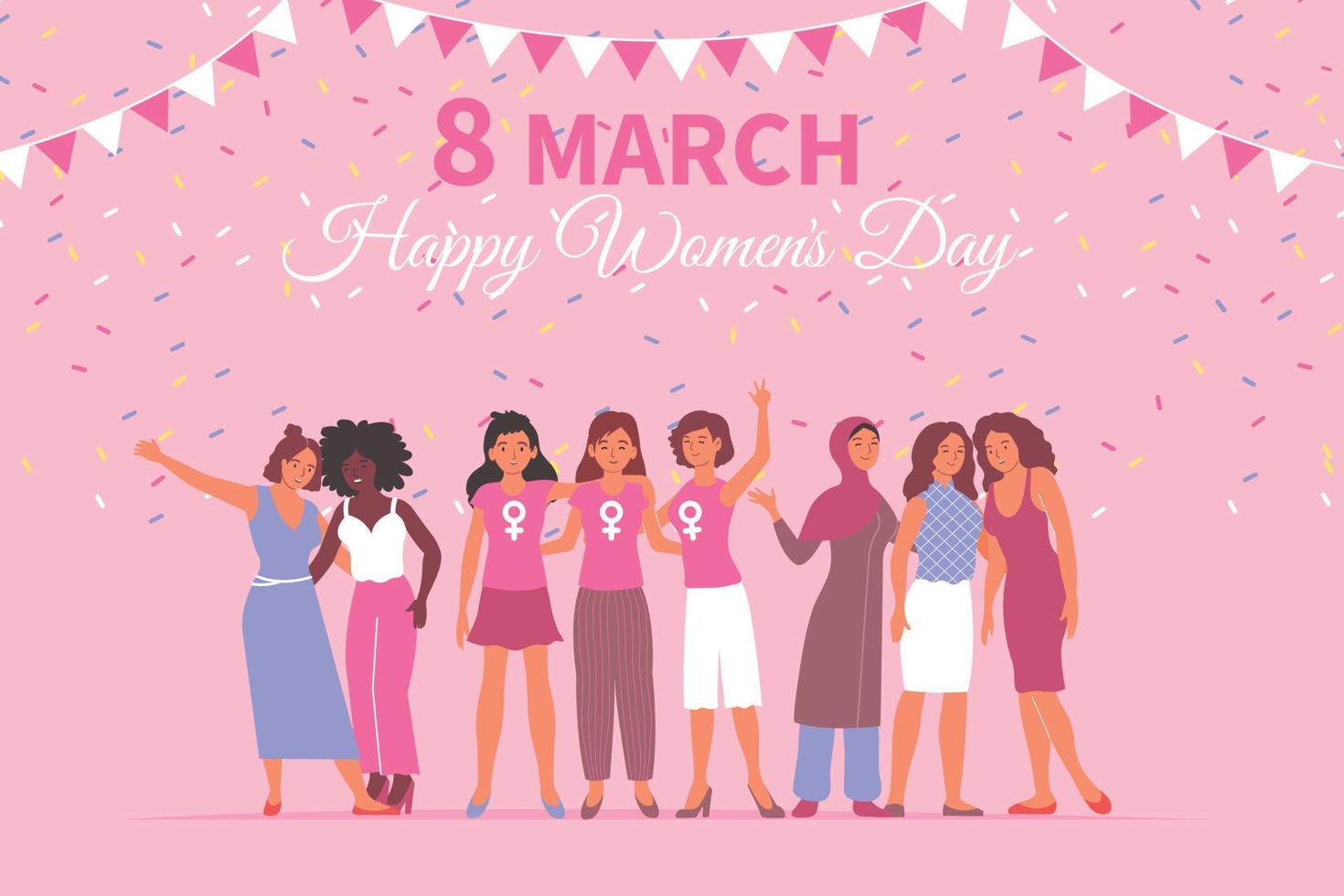 Flat Womens Day Card vector