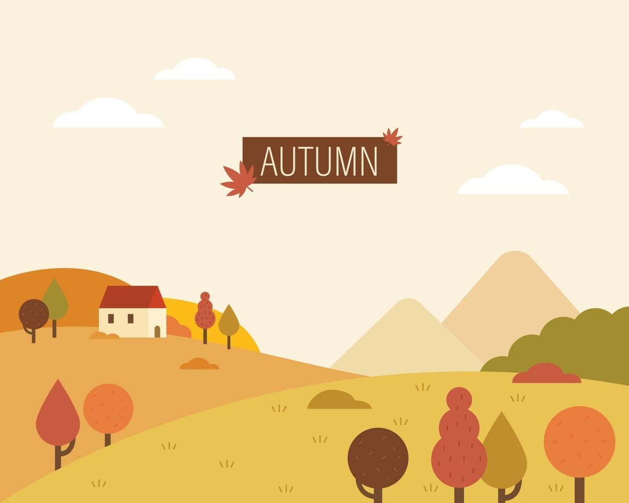Rural nature landscape in autumn colors. vector