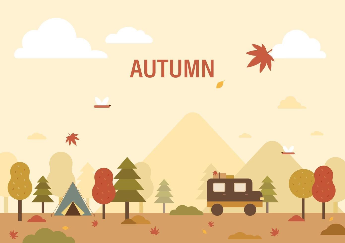 Poster of autumn nature background. vector