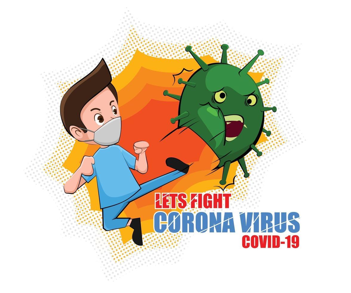 vamos a luchar contra la ilustración del virus corona vector