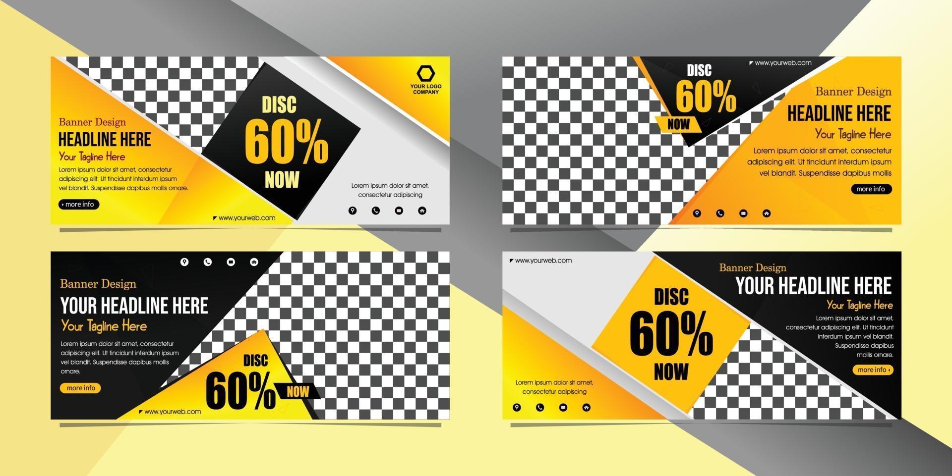 yellow and black abstract banner template promotion vector