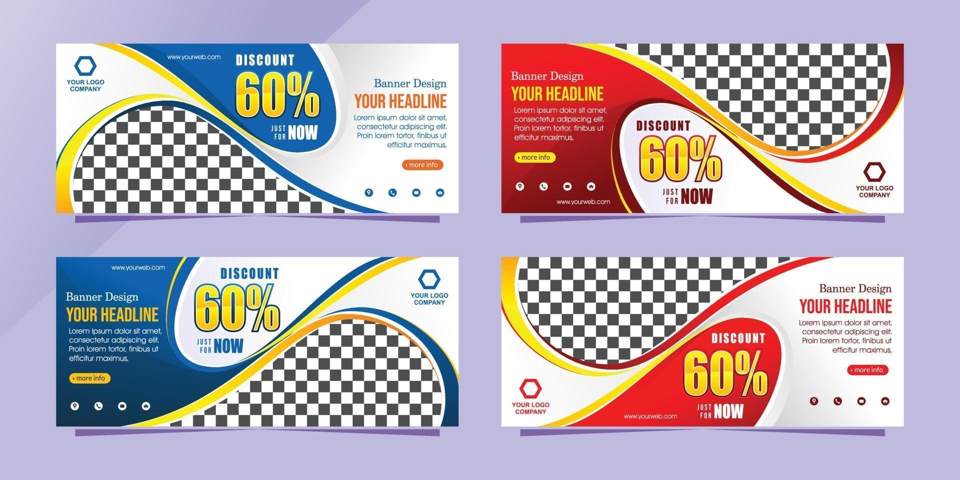 modern abstract web banner promotion design vector