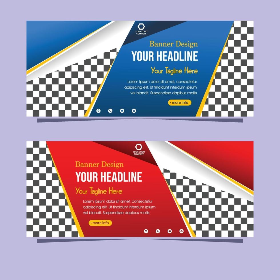 modern blue and red abstract web banner design template vector