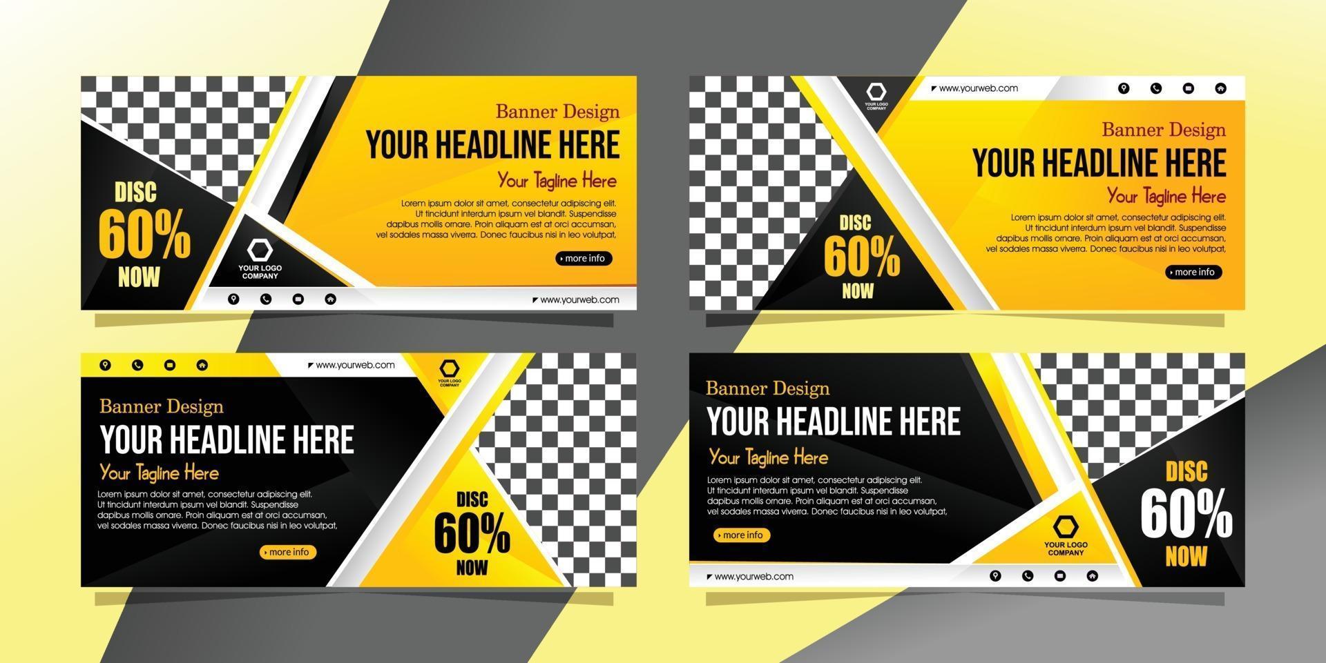 yellow and black abstract banner design promotion vector