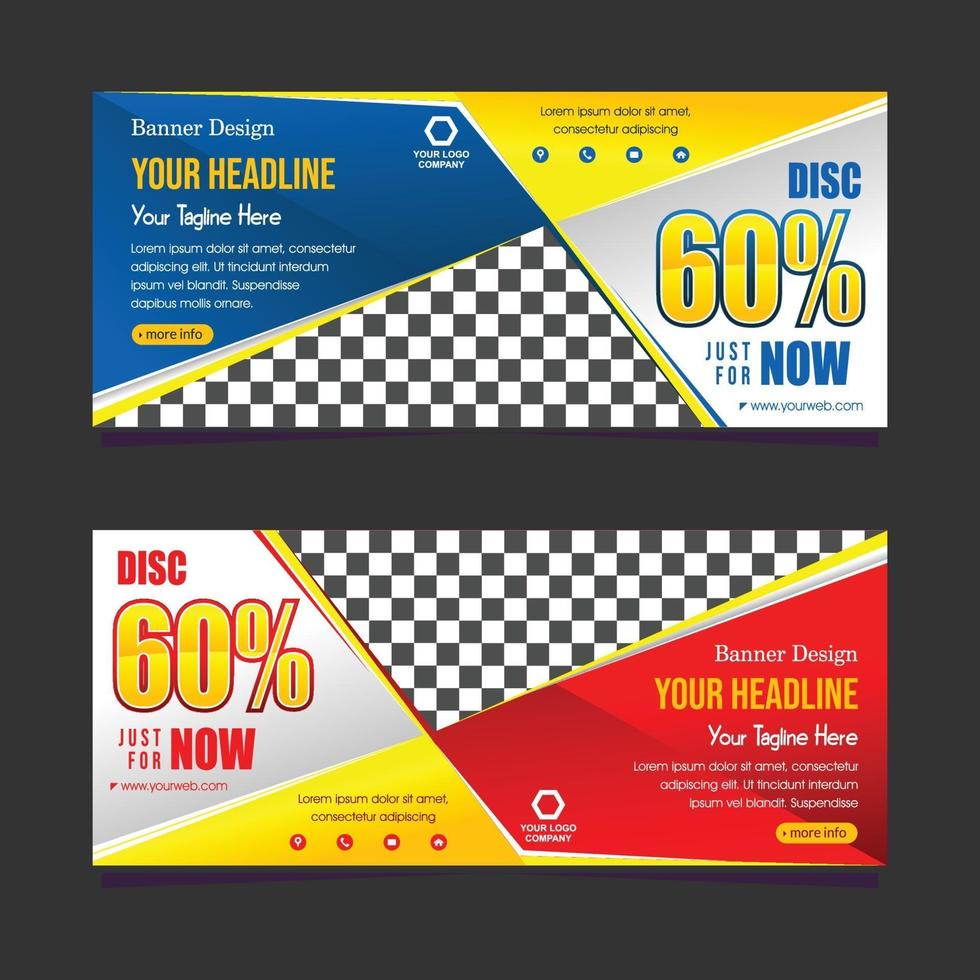 blue and red abstract modern web banner template vector