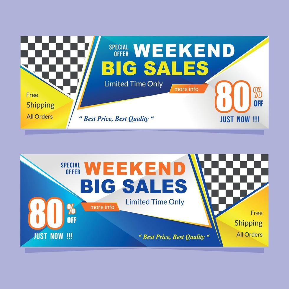 weekend sales banner discount template vector