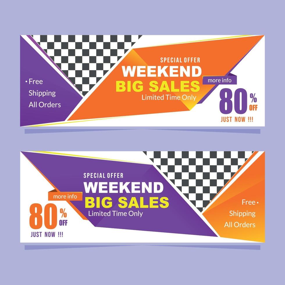 weekend sale banner with discount vector