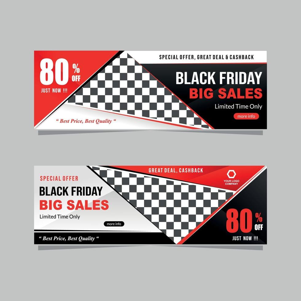 black Friday sales banner collection with discount vector