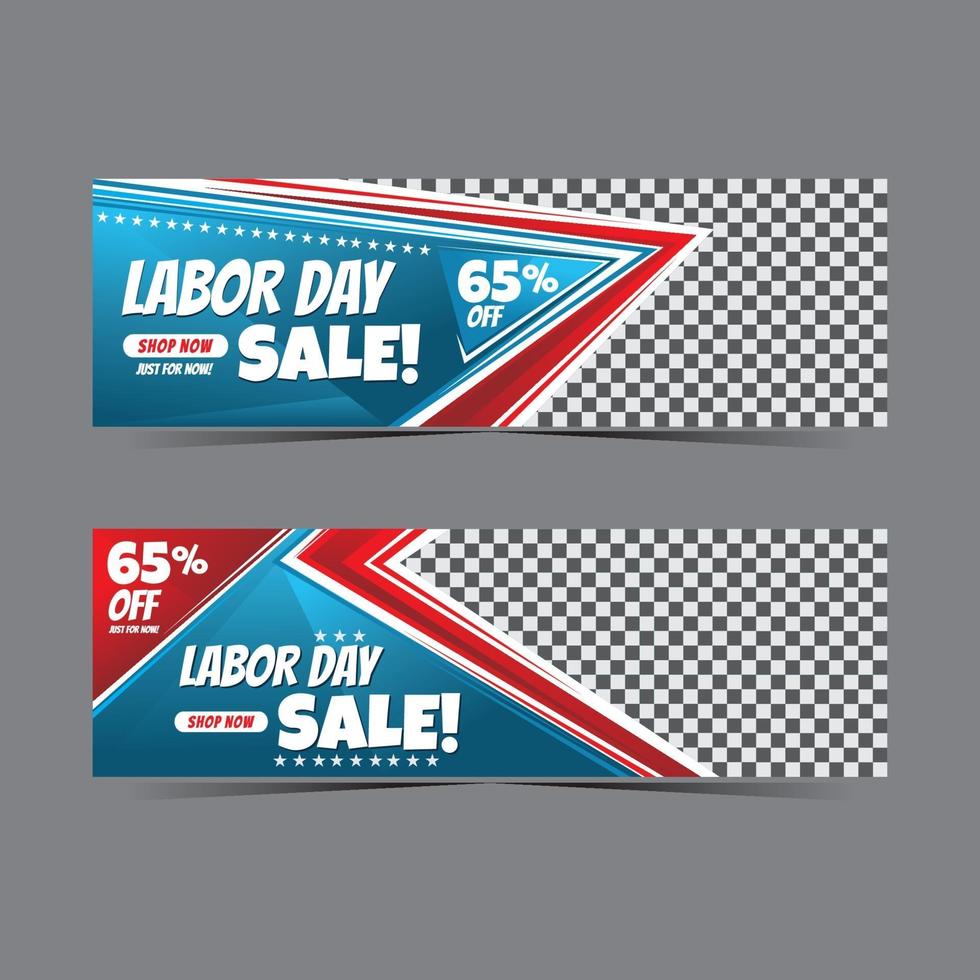 geometría de banner web del día del trabajo moderno para venta con descuento, venta flash vector