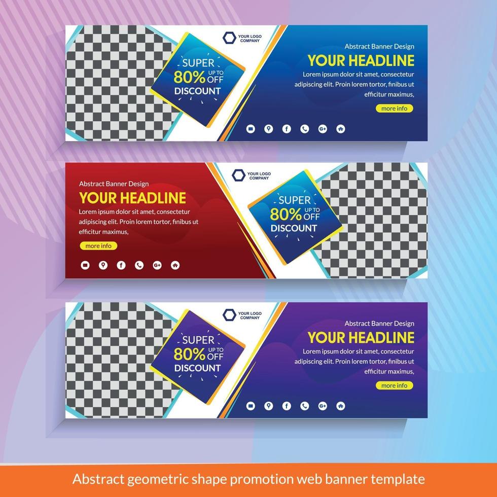 Abstract geometric shape promotion web banner template vector