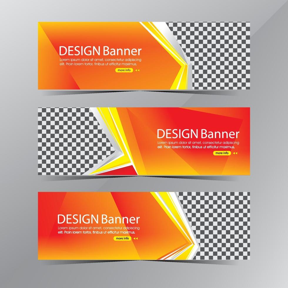 Banner de plantilla web rojo y amarillo degradado de geometría limpia moderna vector