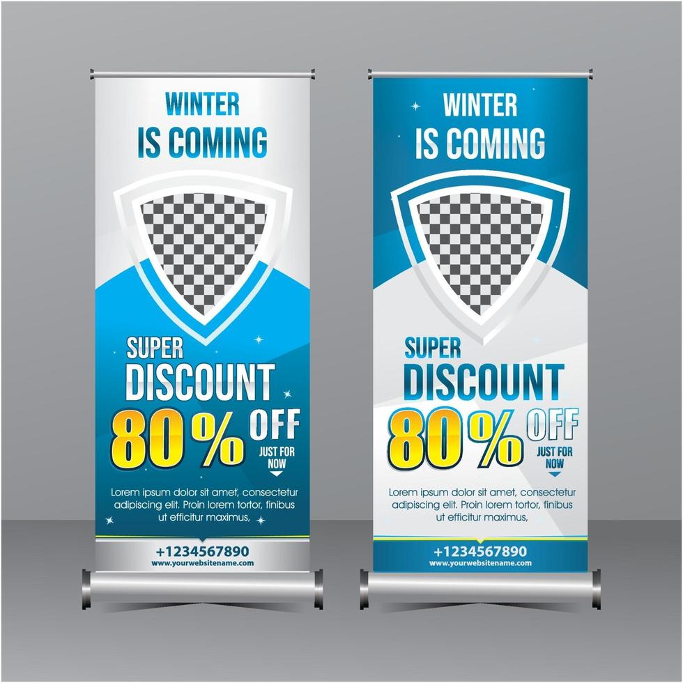 blue and white modern geometry standing banner template super vector