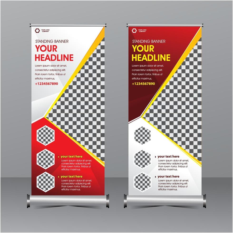 red and white modern geometry standing banner template vector