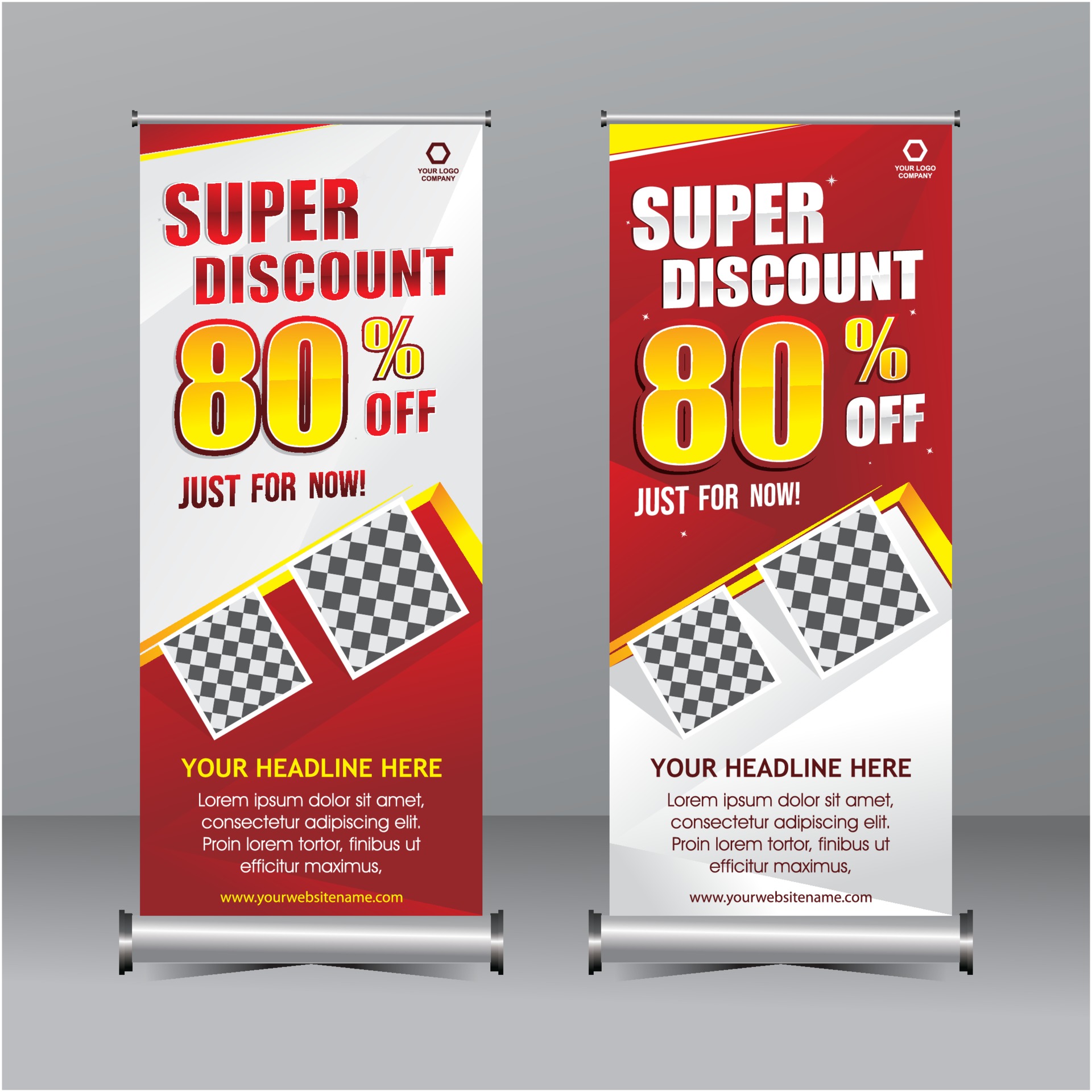 red and yellow modern standing super sale discount banner template ...