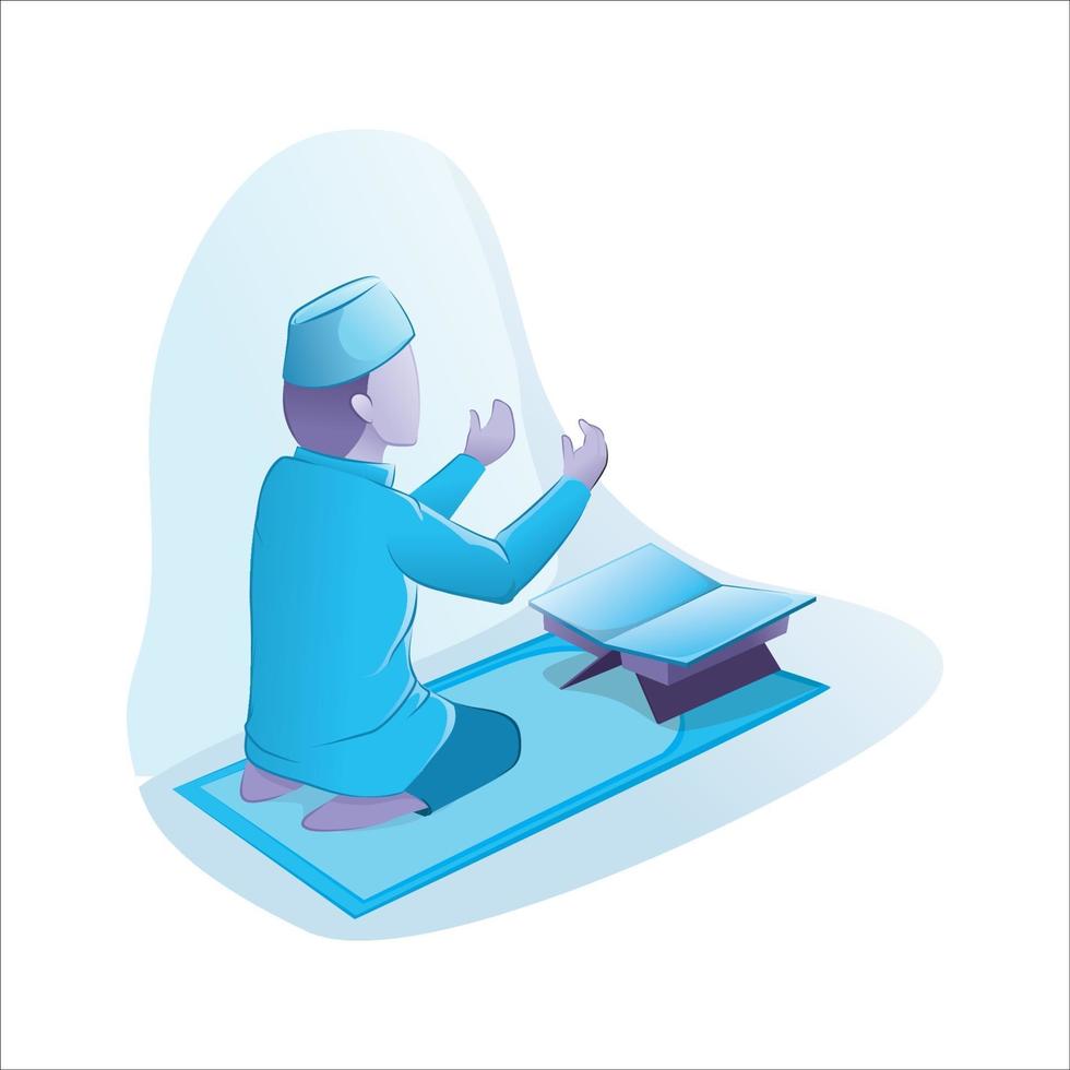 ramadan kareem with moslem read holy koran illustration vector