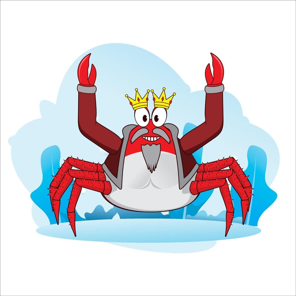 cartoon king crab illustration vector