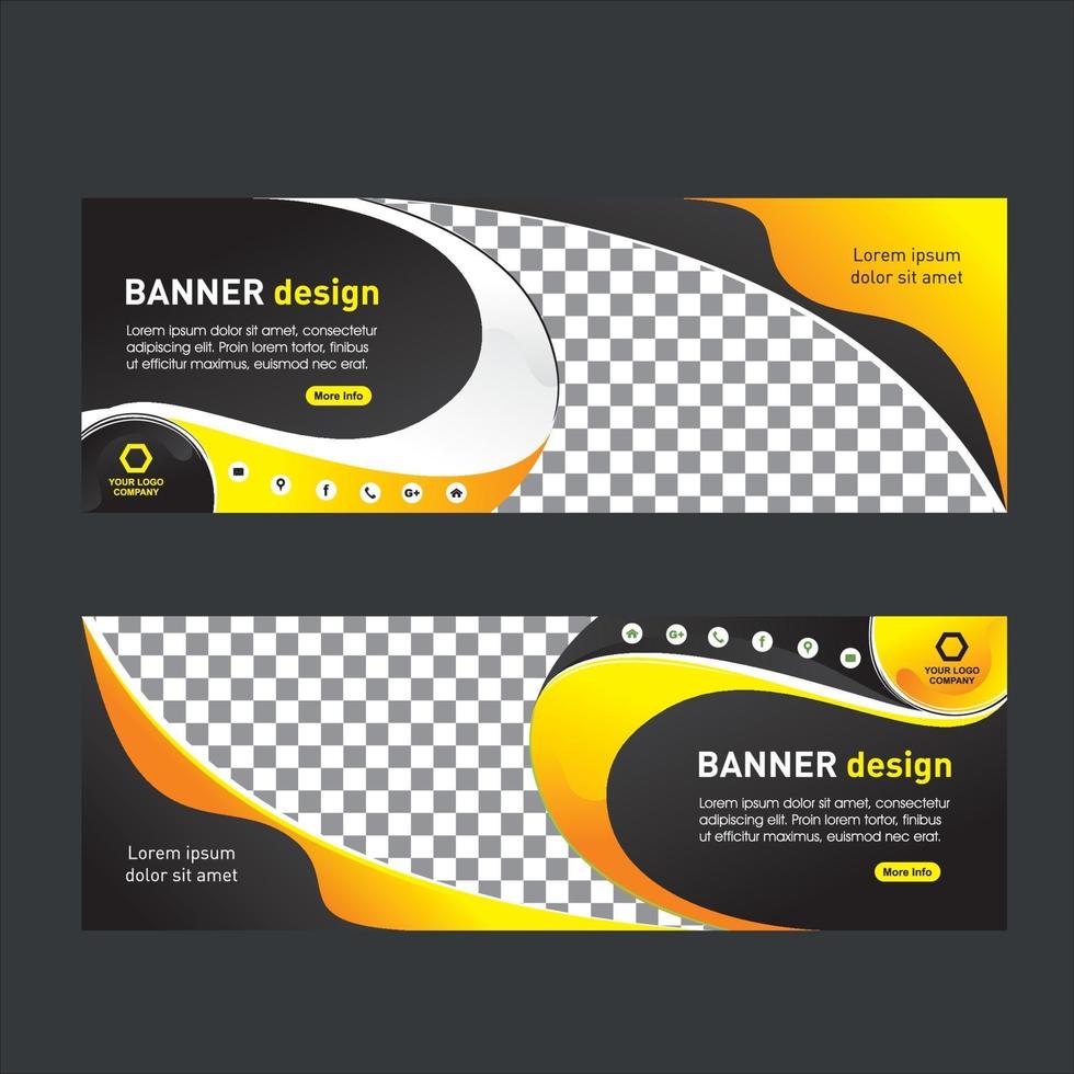 black and yellow abstract banner vector