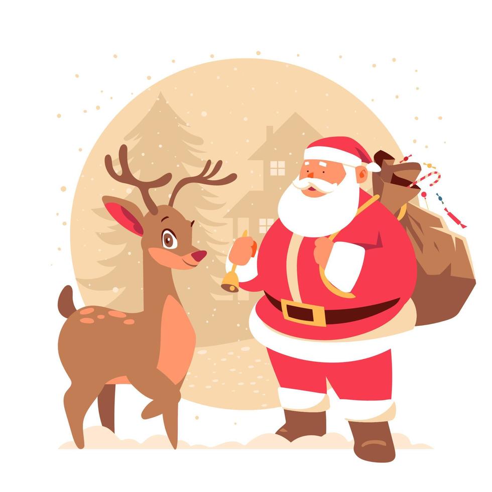 Santa and His Deer vector