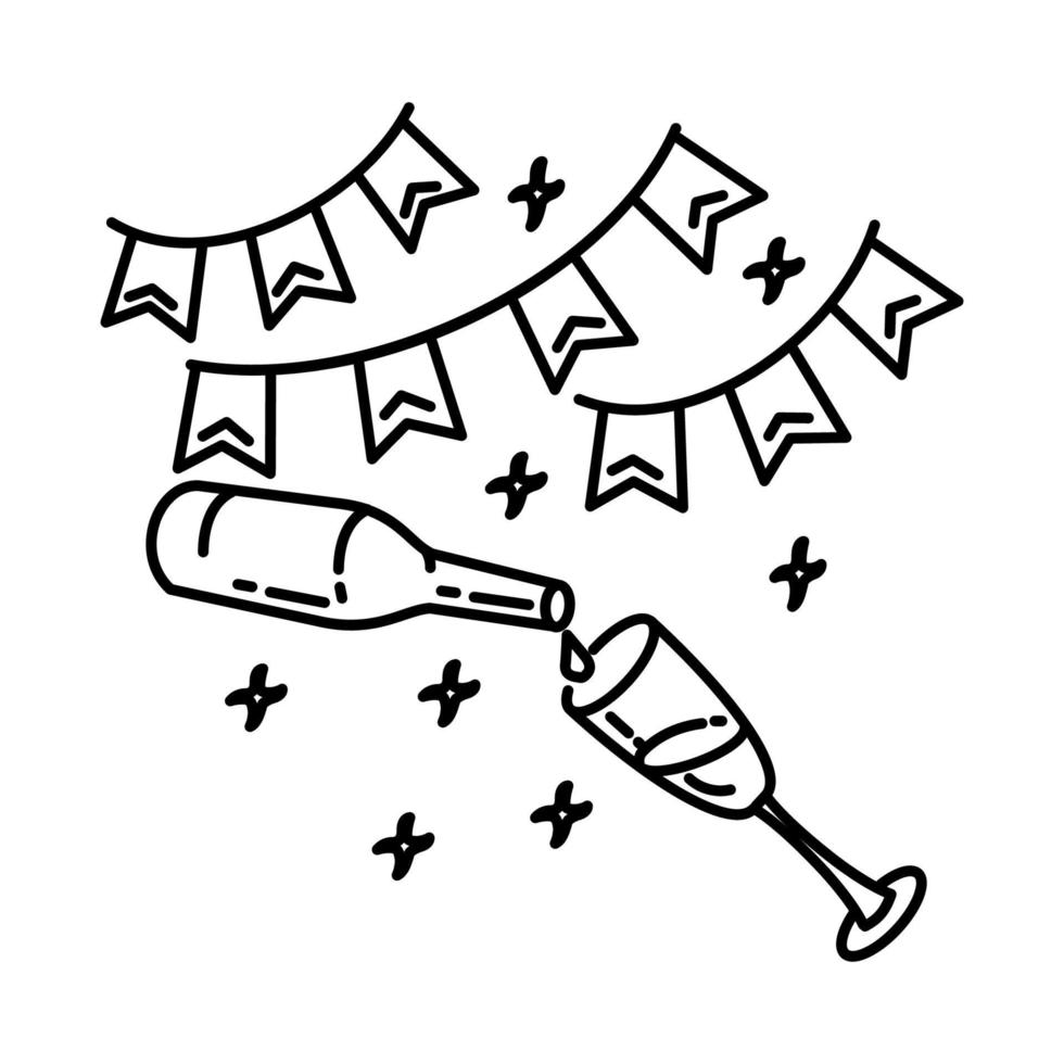 icono de fiesta de evento. Doodle dibujado a mano o estilo de icono de contorno vector