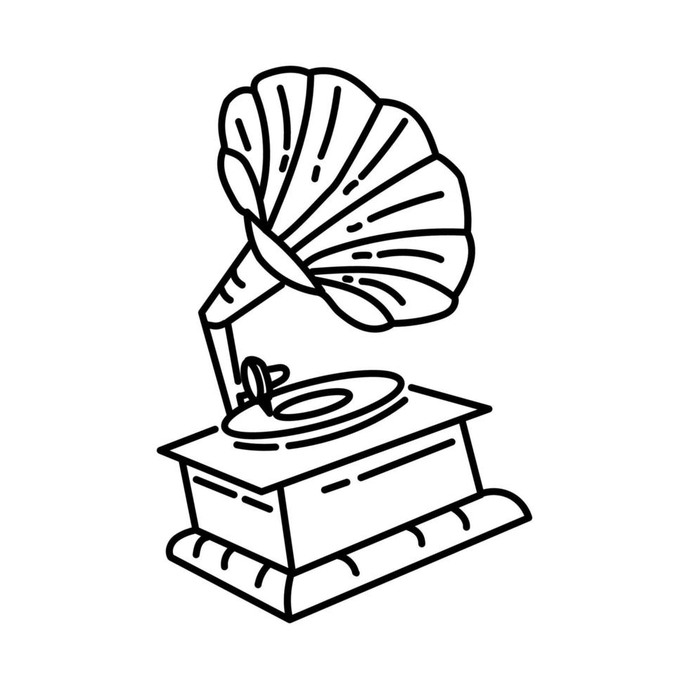 Gramophone Icon. Doodle Hand Drawn or Outline Icon Style vector