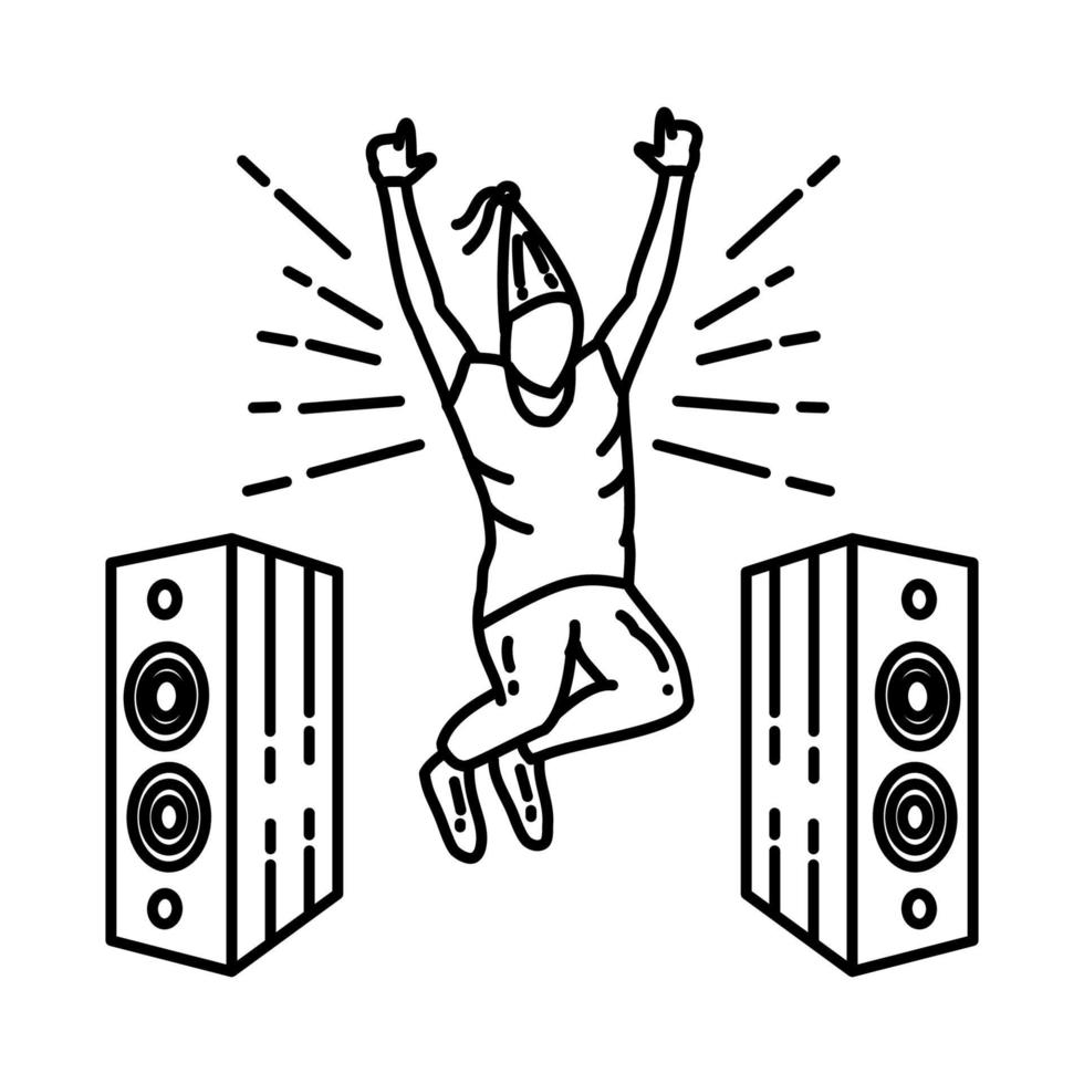 Funky Party Icon. Doodle Hand Drawn or Outline Icon Style vector