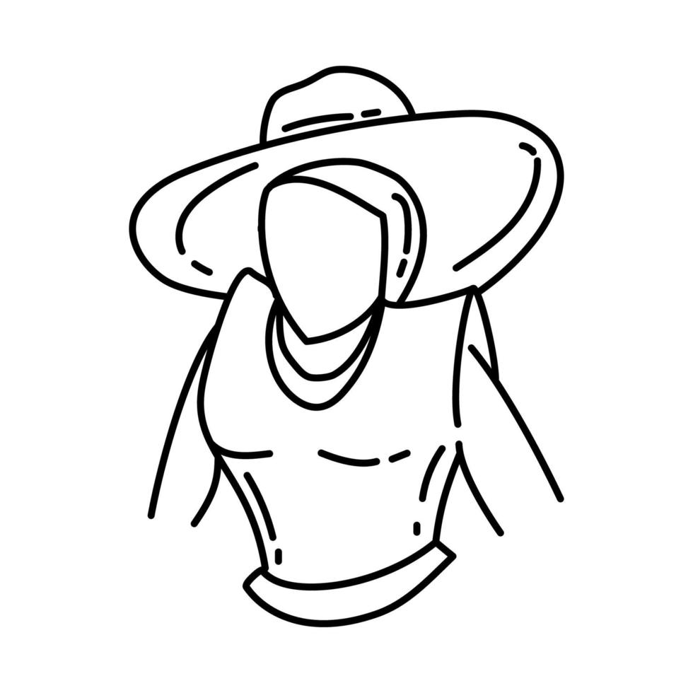 Hat Biracial Icon. Doodle Hand Drawn or Outline Icon Style vector